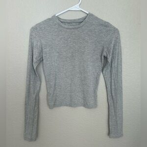 Heather Gray Long Sleeve Women's Cropped Tee